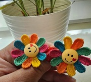 2szt gumki do włosów tęczowe kwiatuszki handmade 