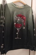 Bluza Świąteczna Damska Plus Size Zielona 16 XXL Christmas Nowa