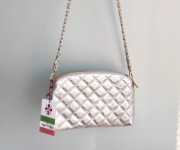 Włoska pikowana złota torebka skóra naturalna