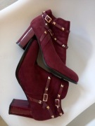 Półbuty Damskie Botki Bordowe Nubuk 40/41 Nowe