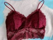 Bordowy top/biustonosz  z gąbeczkami bez fiszbinów XS/S/M