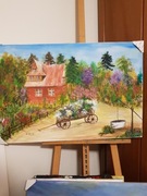 cykl Idylla, technika własna, ręcznie malowany, 60/90 cm, rok 2018