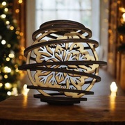 Drewniana bombka 3D śnieżynka handmade ozdoba choinkowa święta