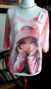 Bluzka dzianina roz od M do XL oversize lalka vogue