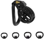 Lekki mały czarny pas cnoty chastity klatka na penisa 4 oringi 