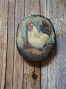 Dekoracja retro vintage obraz na drewnianym plastrze