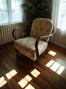 Fotel z historią - klubowy fotel lat 30-50, plecione oparcie