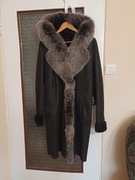 Koźuch skórzany długi damski czarny NOWY 