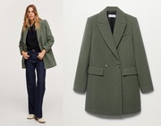 MANGO MNG klasyczny płaszcz khaki NOWY wełna zimowy ciepły L/40