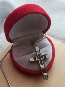 Przepiękny łańcuszek z krzyżem łańcuszek krzyż zawieszka stal kolor srebrny