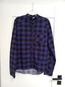 czarna fioletowa koszula w kratę kratkę damska H&M bawełniana 36s 