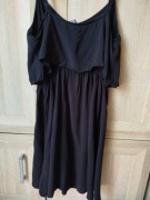 Czarna letnia sukienka mini na cienkich ramiączkach marki H&M S