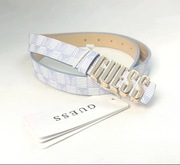 Guess Pasek Damski Srebrny z Wzorem Wężyka i Logo GUESS Nowy Rozmiar M 