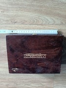 Stara drewniana skrzynka szkatułka PRL DDR 