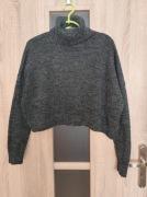 313 Szary krótki sweter z golfem oversize rozmiar M