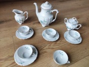 Serwis kawowy Wałbrzych – porcelana PRL, kwiaty, złocenia Antyk