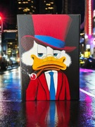 Ręcznie malowany obraz – Sknerus McKwacz, akryl, 20x30 cm