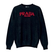SWETEREK SWETER CZARNY LOGO BAWEŁNA PRADA DAMSKI DZIANINA