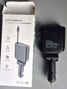 Szybka ładowarka samochodowa 3w1 ze zwijanym kablem 