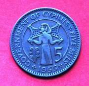 5  Mils  1955 r  -    Cypr    stan !!!