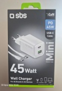 Ładowarka sieciowa SBS 45W GaN PD 1x USB-C USB-A + kabel 1.5m Biały