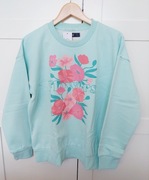 Bluza dresowa turkusowa kwiatowy nadruk Cleve roz. L