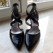 ECCO sandałki czółenka na obcasie 37 czarne lakier