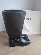 Zara kozaki biker czarne nowe z metką 39 eko skóra klamra