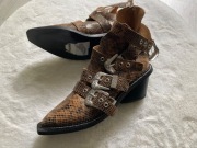 TOPSHOP botki sztyblety skórzane skóra węża kowbojki  36 