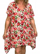 tunika kolorowe kwiaty wiskoza rozkloszowana 5xl 54 56 58