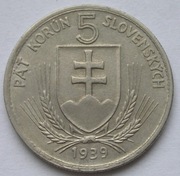Słowacja 5 koron 1939 - Andrej Hlinka