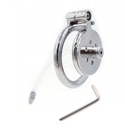 Mały Płaski Stalowy pas cnoty Chastity Flat Cage + Dilator oring 45mm