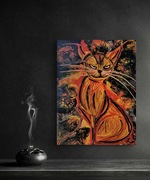 Ręcznie malowany obraz strukturalny kot 3D ekspresjonizm