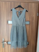 Srebrna błyszcząca sukienka sylwester impreza urodziny lśniąca S 36 Cropp