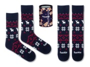 Skarpety Fusakle Winter rozmiar EU 43-46 granatowe z wzorem i ozdobną tubą