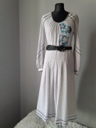 Vintage piękna biała szara sukienka długa maxi 38/M Diolen