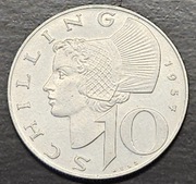 10 Schilling, SREBRO z 1957 r.