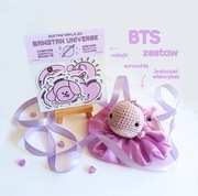 Zestaw BTS: brelok wielorybek, naklejki, scrunchie