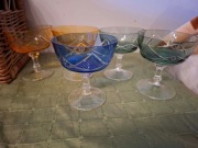 Kieliszki do likieru lub szampana, kolorowe szkło, lata '70 /5 sztuk/