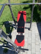 Siłownia domowa – ławka z wyciągiem + obciążenia + gryf łamany