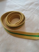 Pas żółty z zieloną linią, do kimona