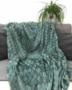 KOC/NARZUTA, ZIELONY, TŁOCZONY WZÓR, POLIESTER