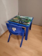 Stolik dziecięcy Fiore 55x55x40 - niebieski auta plus fotelik