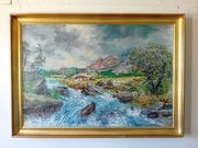 STARY DUŻY OBRAZ OLEJNY PŁÓTNO, Kristian Nielsen 