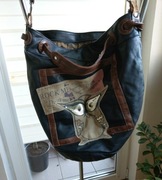 Torebka(worek) czarna ze skóry naturalnej. 