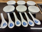 Zestaw chińskie miseczki i łyżki vintage porcelana