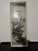 Dekoracyjna grafika vintage – styl orientalny / ikebana – lata 50. XX w.