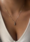 srebrny naszyjnik wisiorek łańcuszek łezka choker stal 