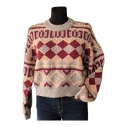 Flattop sweter damski M 38 kolorowy geometryczne wzory pudełkowy fason