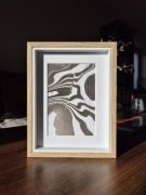 Abstrakcyjny obraz 15x20cm z passe-partout czarno-biały rękodzieło 